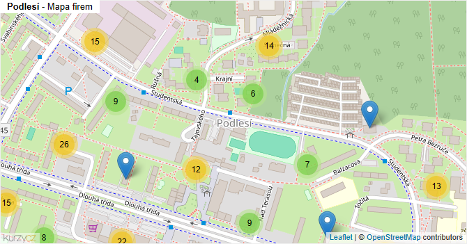 Podlesí - mapa firem