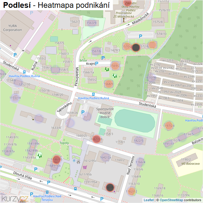 Mapa Podlesí - Firmy v části obce.