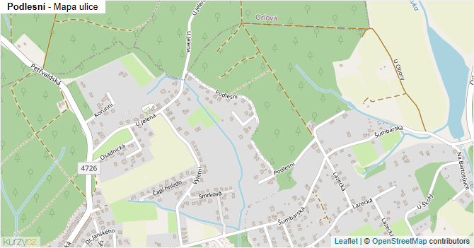 Podlesní - mapa ulice