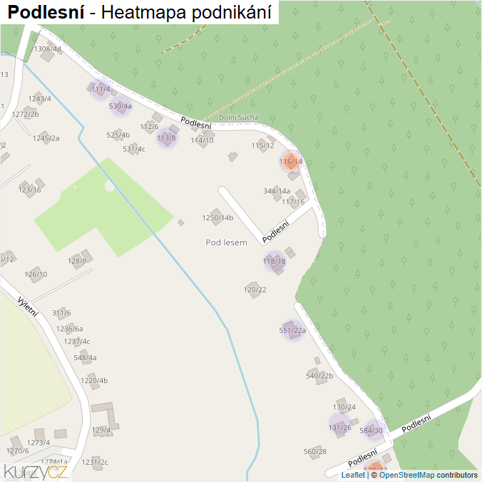 Mapa Podlesní - Firmy v ulici.