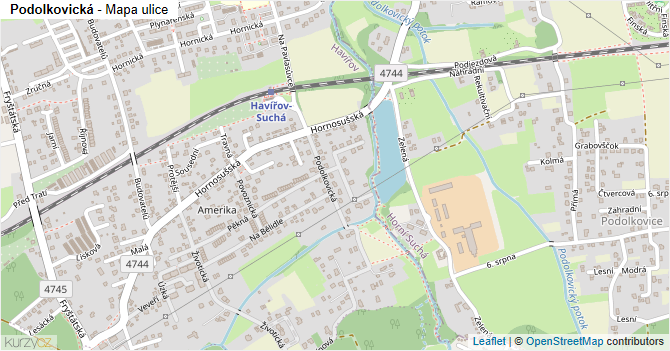 Podolkovická - mapa ulice