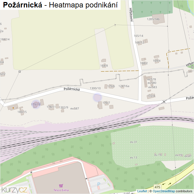 Mapa Požárnická - Firmy v ulici.