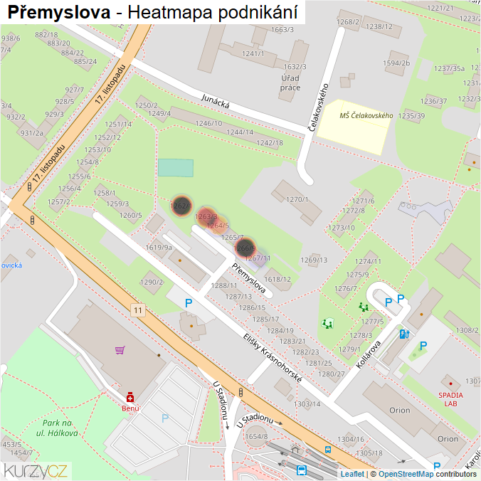 Mapa Přemyslova - Firmy v ulici.