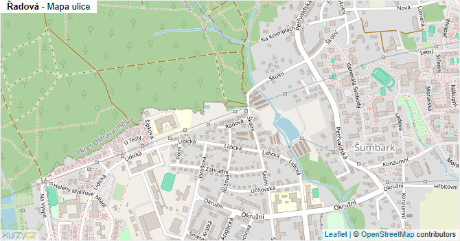 Řadová - mapa ulice