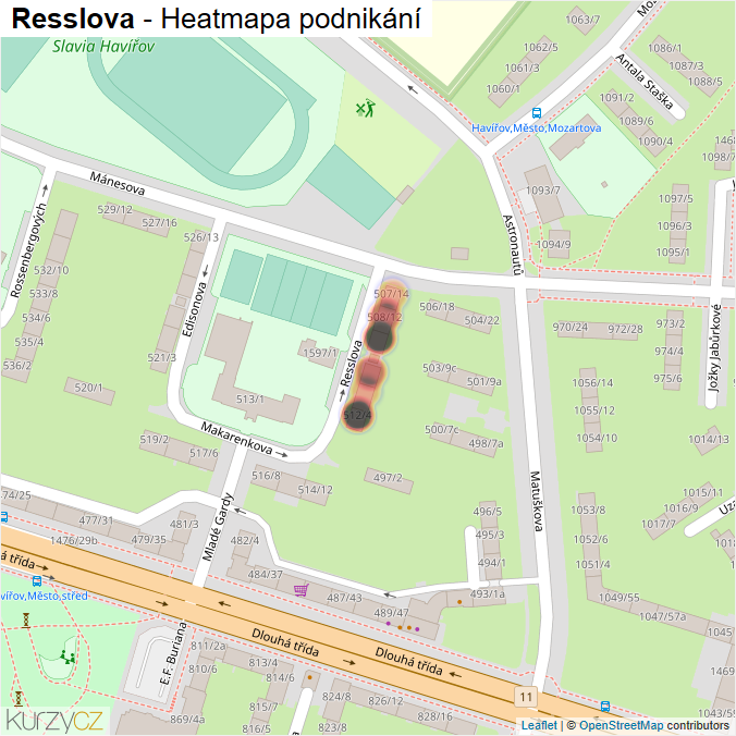 Mapa Resslova - Firmy v ulici.