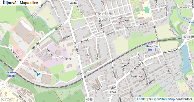 Říjnová - mapa ulice
