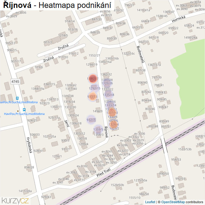Mapa Říjnová - Firmy v ulici.
