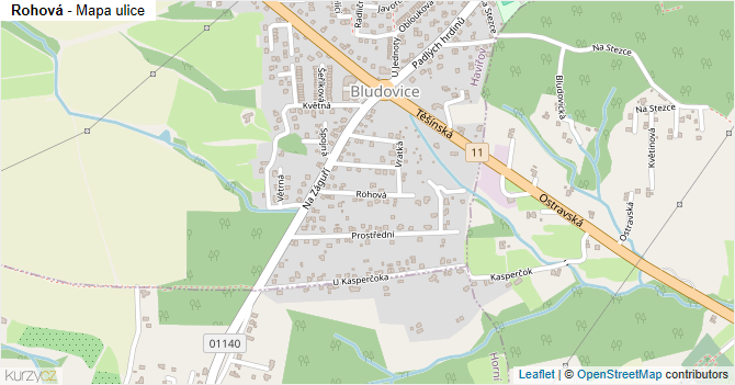 Rohová - mapa ulice