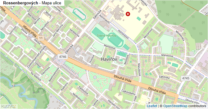 Rossenbergových - mapa ulice