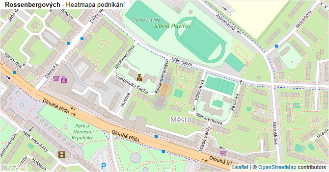 Rossenbergových - mapa podnikání