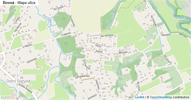 Rovná - mapa ulice