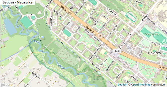 Sadová - mapa ulice