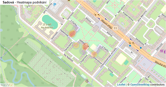 Sadová - mapa podnikání