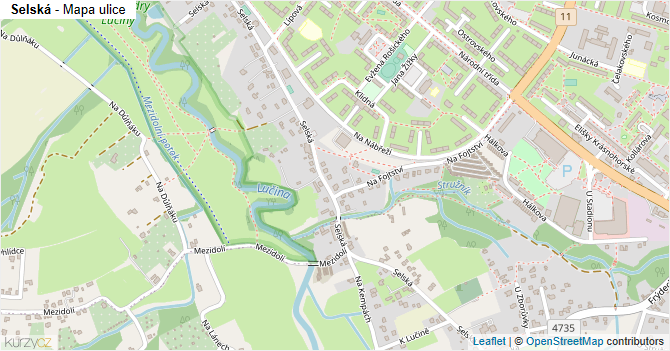 Selská - mapa ulice