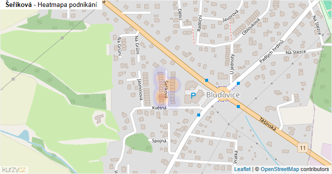 Šeříková - mapa podnikání