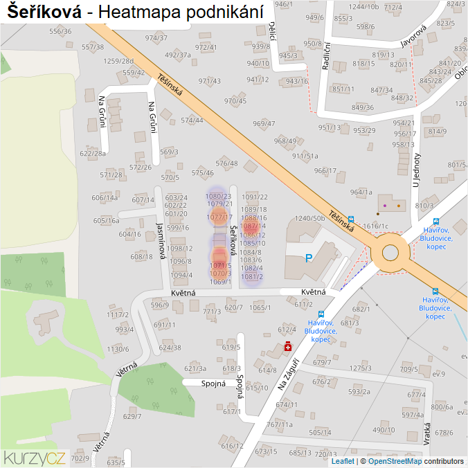 Mapa Šeříková - Firmy v ulici.