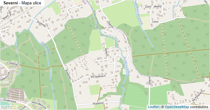 Severní - mapa ulice