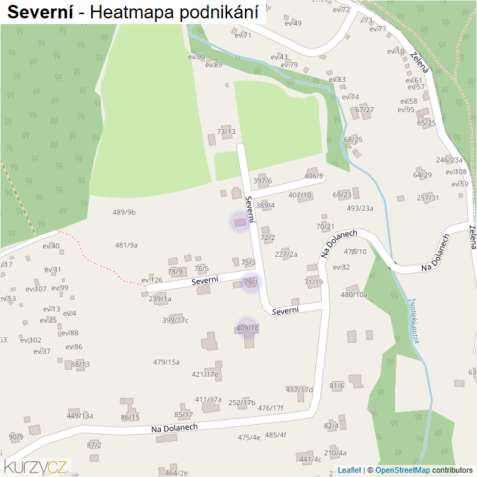 Mapa Severní - Firmy v ulici.