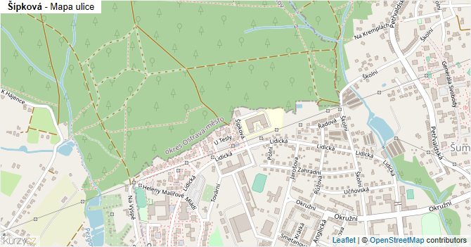 Šípková - mapa ulice