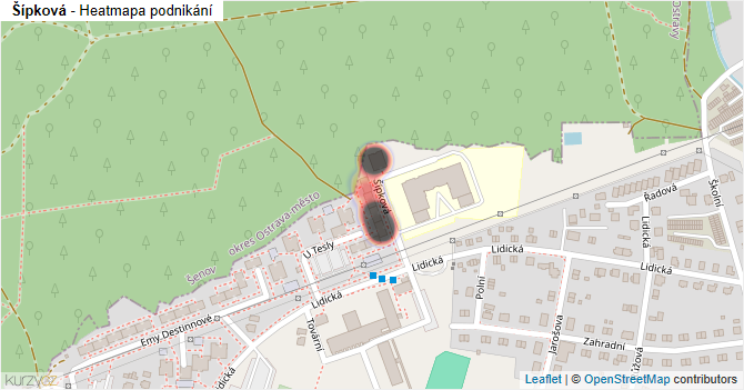 Šípková - mapa podnikání