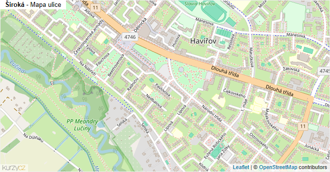 Široká - mapa ulice