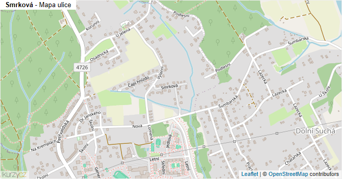 Smrková - mapa ulice