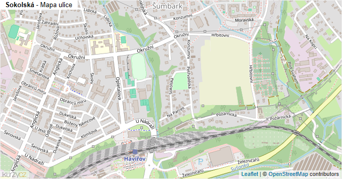 Sokolská - mapa ulice