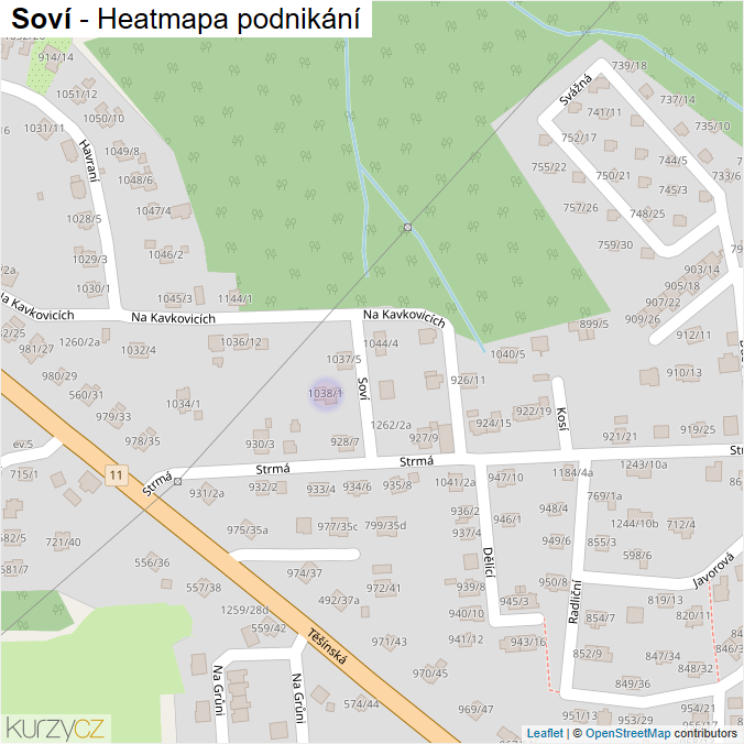 Mapa Soví - Firmy v ulici.