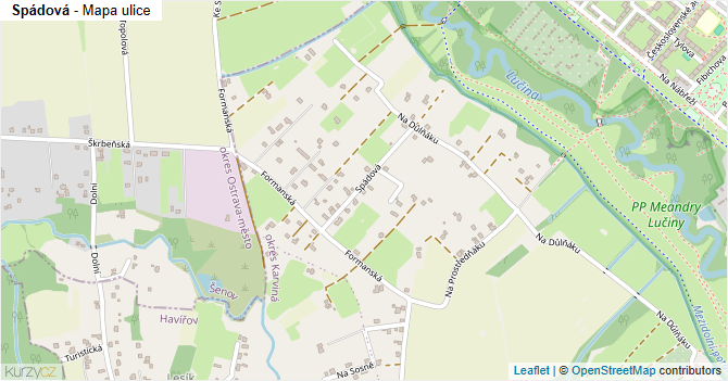 Spádová - mapa ulice