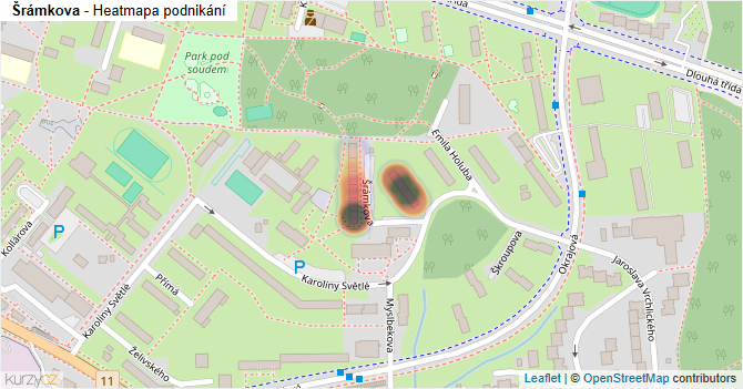 Šrámkova - mapa podnikání