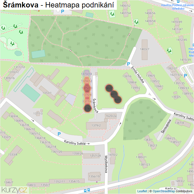 Mapa Šrámkova - Firmy v ulici.