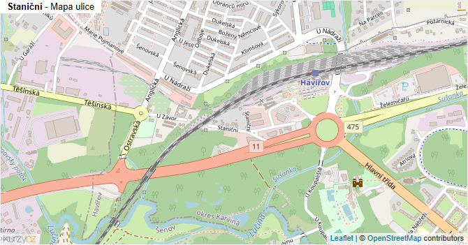 Staniční - mapa ulice