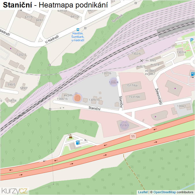 Mapa Staniční - Firmy v ulici.