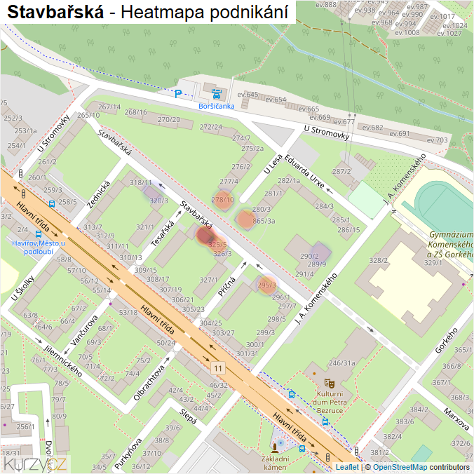 Mapa Stavbařská - Firmy v ulici.