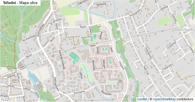 Střední - mapa ulice