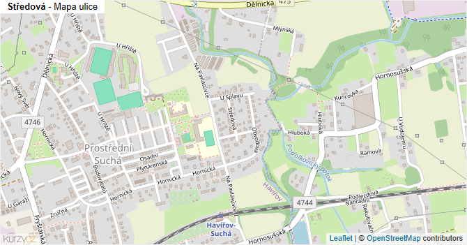 Středová - mapa ulice