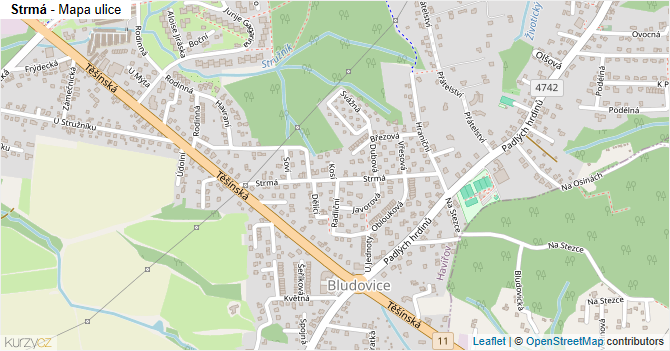 Strmá - mapa ulice