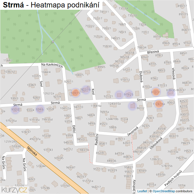 Mapa Strmá - Firmy v ulici.
