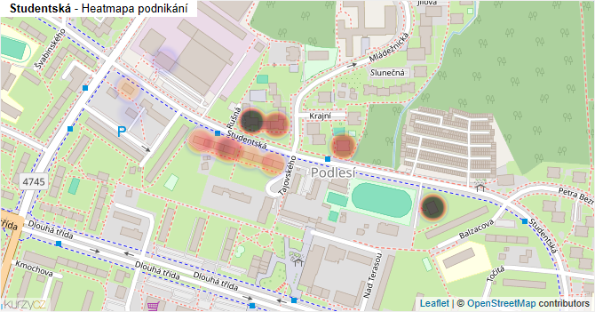Studentská - mapa podnikání