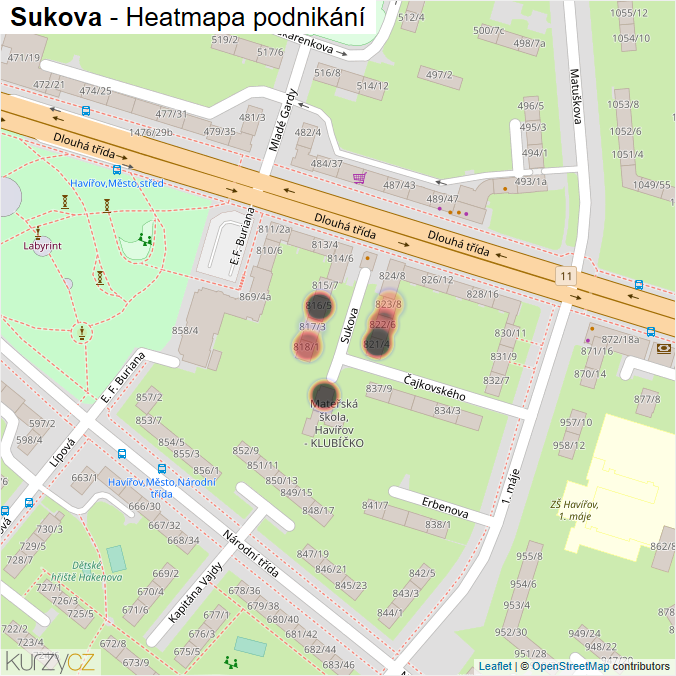 Mapa Sukova - Firmy v ulici.