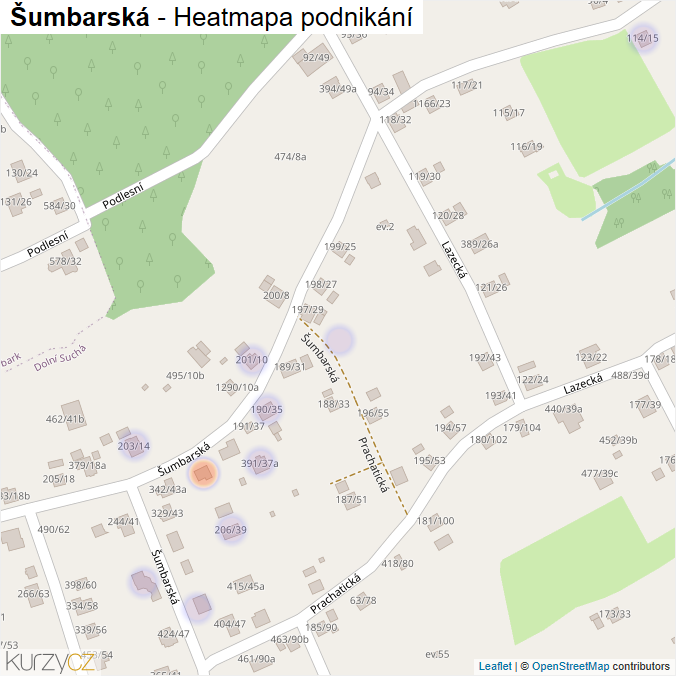 Mapa Šumbarská - Firmy v ulici.
