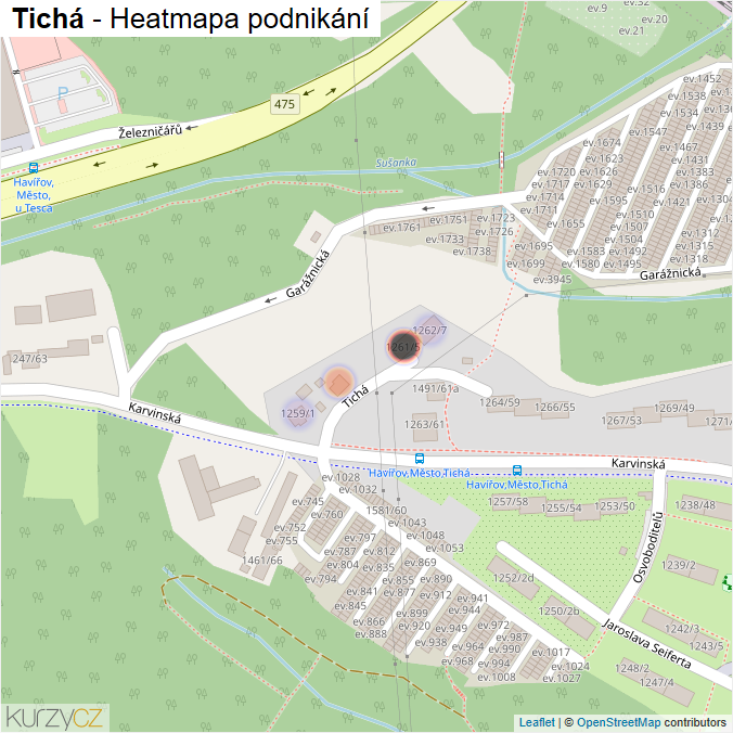 Mapa Tichá - Firmy v ulici.