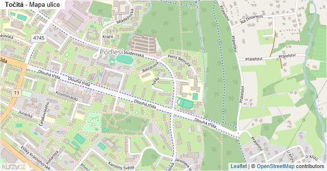 Točitá - mapa ulice
