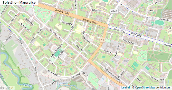 Tolstého - mapa ulice