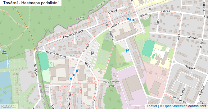 Tovární - mapa podnikání