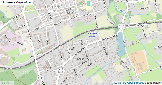 Travná - mapa ulice