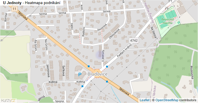 U Jednoty - mapa podnikání