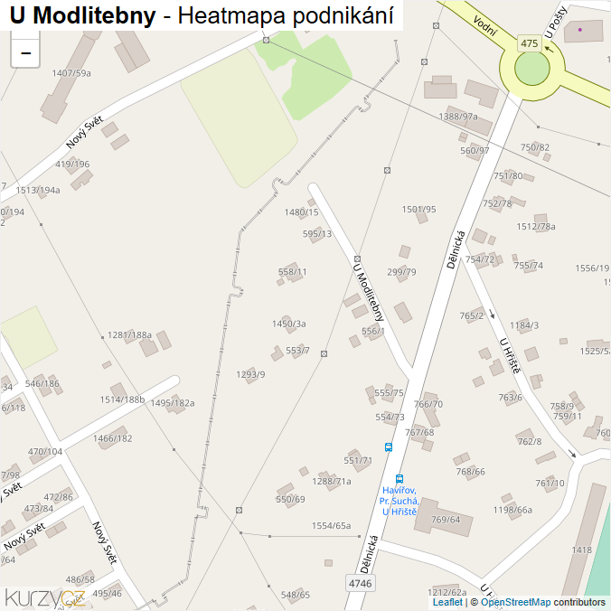 Mapa U Modlitebny - Firmy v ulici.