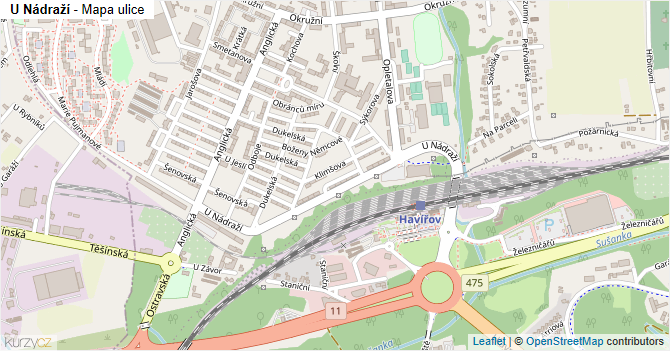 U Nádraží - mapa ulice