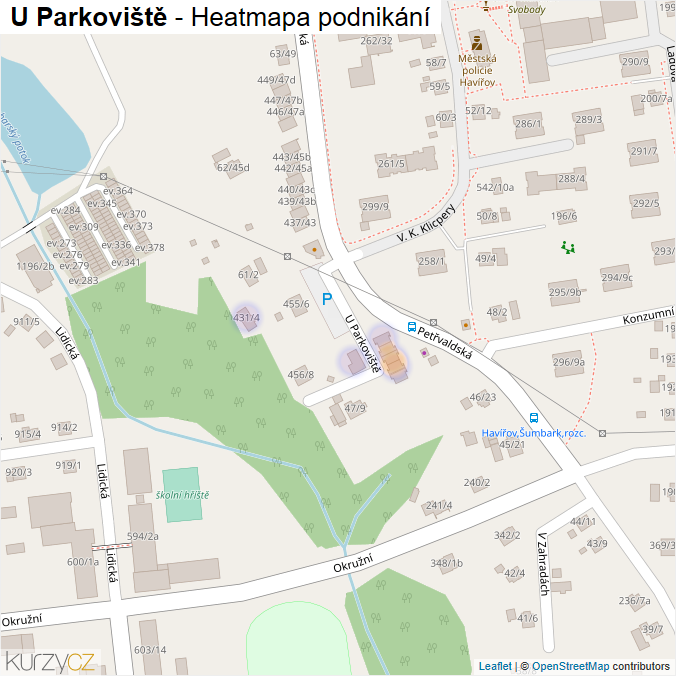 Mapa U Parkoviště - Firmy v ulici.